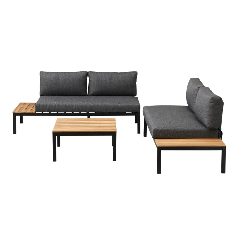 Σαλόνι Κήπου Echo Σετ 3 Τμχ Μέταλλο - Ξύλο Χρώμα Μαύρο - Γ