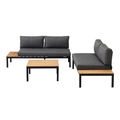 Σαλόνι Κήπου Echo Σετ 3 Τμχ Μέταλλο - Ξύλο Χρώμα Μαύρο - Γ