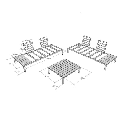 Σαλόνι Κήπου Echo Σετ 3 Τμχ Μέταλλο - Ξύλο Χρώμα Μαύρο - Γ