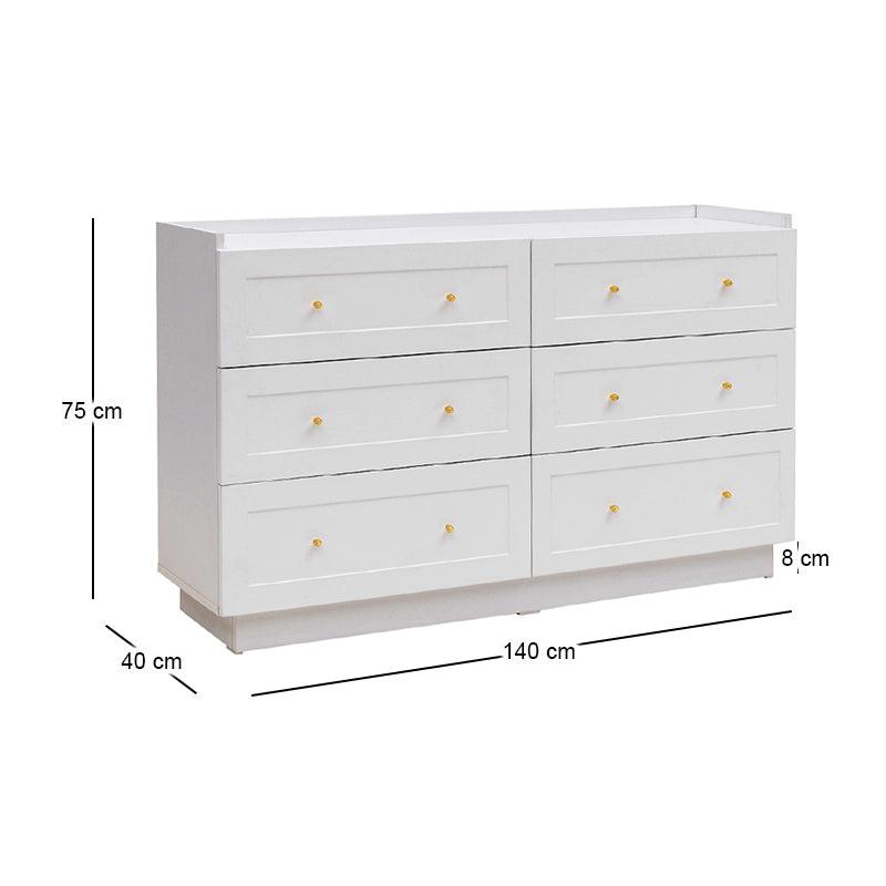 Συρταριέρα Henry Χρώμα Λευκό 140x40x75