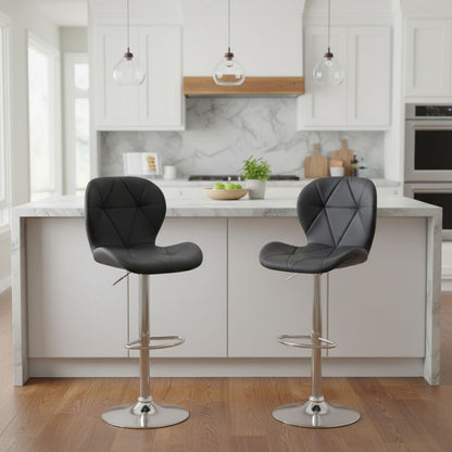 Σκαμπό Μπαρ Dolores με Ρυθμιζόμενο Ύψος PU Μαύρο - Βάση Χρωμίου 45,5x38x89/109