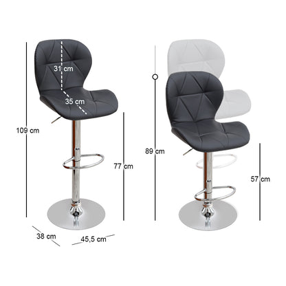 Σκαμπό Μπαρ Dolores με Ρυθμιζόμενο Ύψος PU Μαύρο - Βάση Χρωμίου 45,5x38x89/109