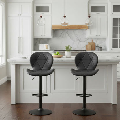 Σκαμπό Μπαρ Dolores με Ρυθμιζόμενο Ύψος PU Μαύρο - Βάση Μαύρο Ματ 45,5x38x89/109