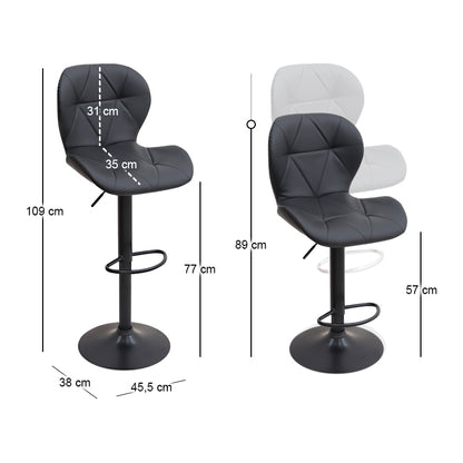 Σκαμπό Μπαρ Dolores με Ρυθμιζόμενο Ύψος PU Μαύρο - Βάση Μαύρο Ματ 45,5x38x89/109