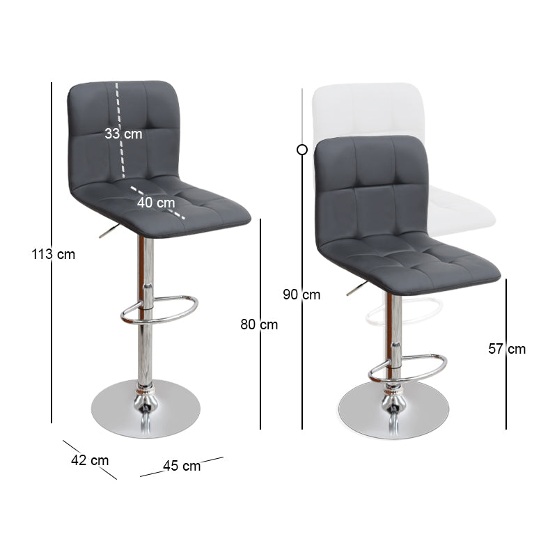 Σκαμπό Μπαρ Carmelo με Ρυθμιζόμενο Ύψος PU Μαύρο - Βάση Χρωμίου 45x42x90/113