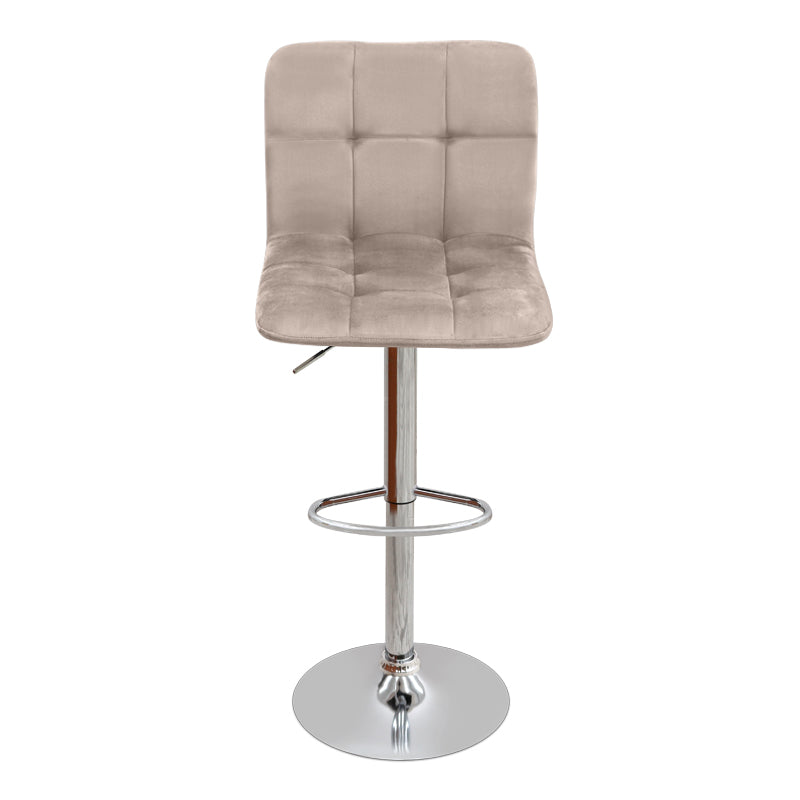 Carmelo Bar Stool with Adjustable Height Velvet Beige - Chrome Base 45x42x90/113