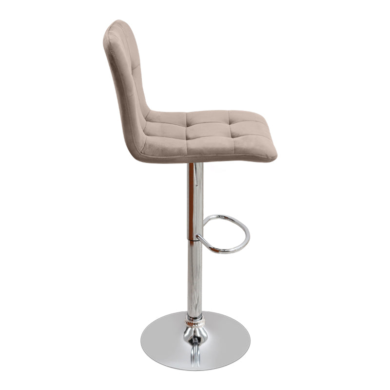 Carmelo Bar Stool with Adjustable Height Velvet Beige - Chrome Base 45x42x90/113