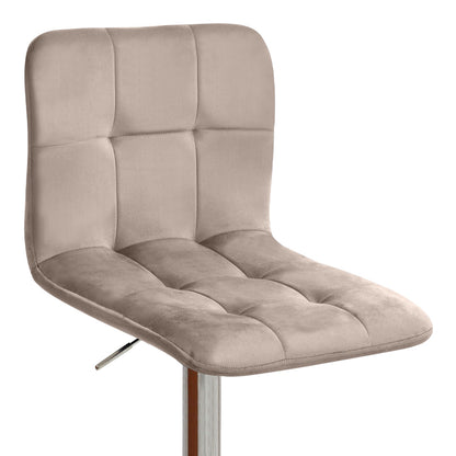 Carmelo Bar Stool with Adjustable Height Velvet Beige - Chrome Base 45x42x90/113