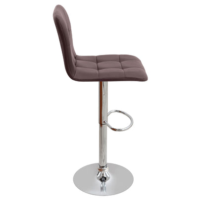 Σκαμπό Μπαρ Carmelo με Ρυθμιζόμενο Ύψος PU Καφέ - Βάση Χρωμίου 45x42x90/113