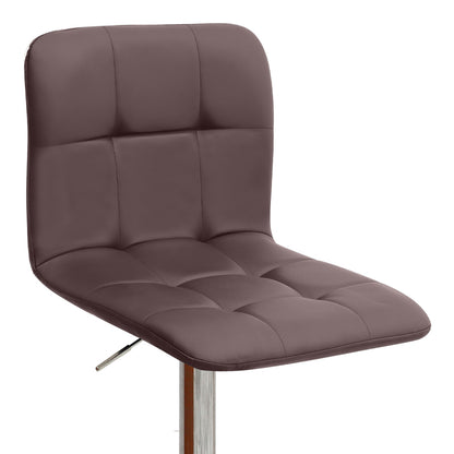 Σκαμπό Μπαρ Carmelo με Ρυθμιζόμενο Ύψος PU Καφέ - Βάση Χρωμίου 45x42x90/113