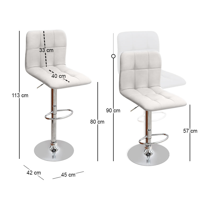 Σκαμπό Μπαρ Carmelo με Ρυθμιζόμενο Ύψος PU Λευκό - Βάση Χρωμίου 45x42x90/113