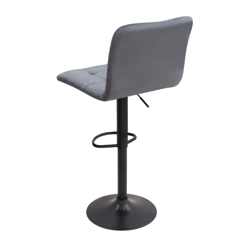 Σκαμπό Μπαρ Carmelo με Ρυθμιζόμενο Ύψος Βελούδο Γκρι - Βάση Μαύρο Ματ 45x42x90/113