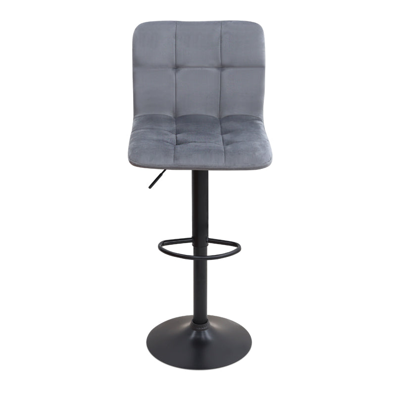 Σκαμπό Μπαρ Carmelo με Ρυθμιζόμενο Ύψος Βελούδο Γκρι - Βάση Μαύρο Ματ 45x42x90/113