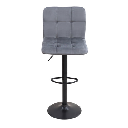 Σκαμπό Μπαρ Carmelo με Ρυθμιζόμενο Ύψος Βελούδο Γκρι - Βάση Μαύρο Ματ 45x42x90/113