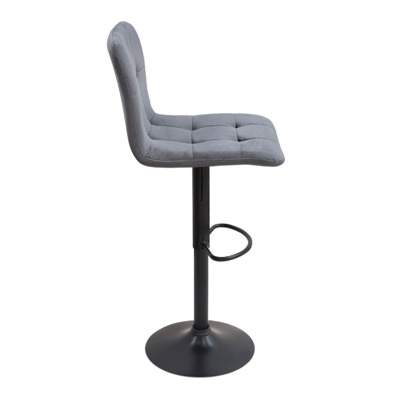 Σκαμπό Μπαρ Carmelo με Ρυθμιζόμενο Ύψος Βελούδο Γκρι - Βάση Μαύρο Ματ 45x42x90/113