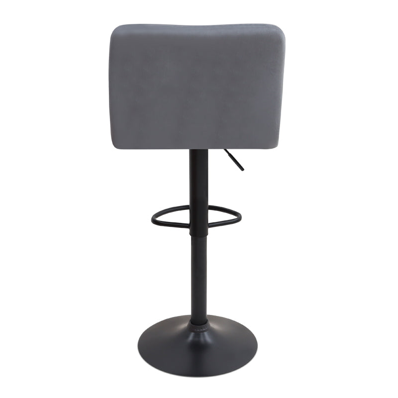 Σκαμπό Μπαρ Carmelo με Ρυθμιζόμενο Ύψος Βελούδο Γκρι - Βάση Μαύρο Ματ 45x42x90/113