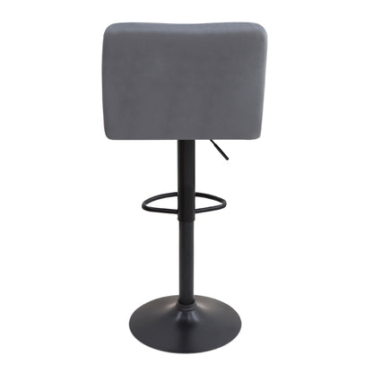 Σκαμπό Μπαρ Carmelo με Ρυθμιζόμενο Ύψος Βελούδο Γκρι - Βάση Μαύρο Ματ 45x42x90/113
