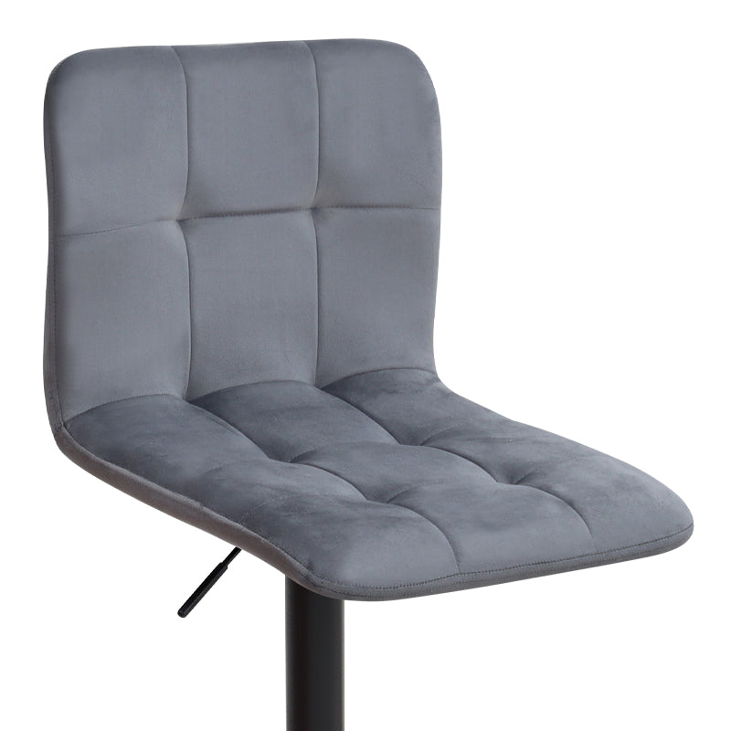 Σκαμπό Μπαρ Carmelo με Ρυθμιζόμενο Ύψος Βελούδο Γκρι - Βάση Μαύρο Ματ 45x42x90/113