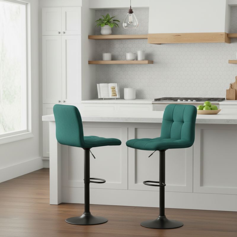 Σκαμπό Μπαρ Carmelo με Ρυθμιζόμενο Ύψος Βελούδο Κυπαρισσί - Βάση Μαύρο Ματ 45x42x90/113