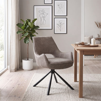 Πολυθρόνα Τραπεζαρίας Alessia Περιστρεφόμενη Elephant Grey Ύφασμα - Μεταλλικό Μαύρο Πόδι 58x66x85