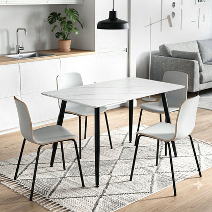 Τραπέζι Enzo Sintered Stone - Μέταλλο Χρώμα Λευκό Εφέ Μαρμάρου - Μαύρο 120x70x77