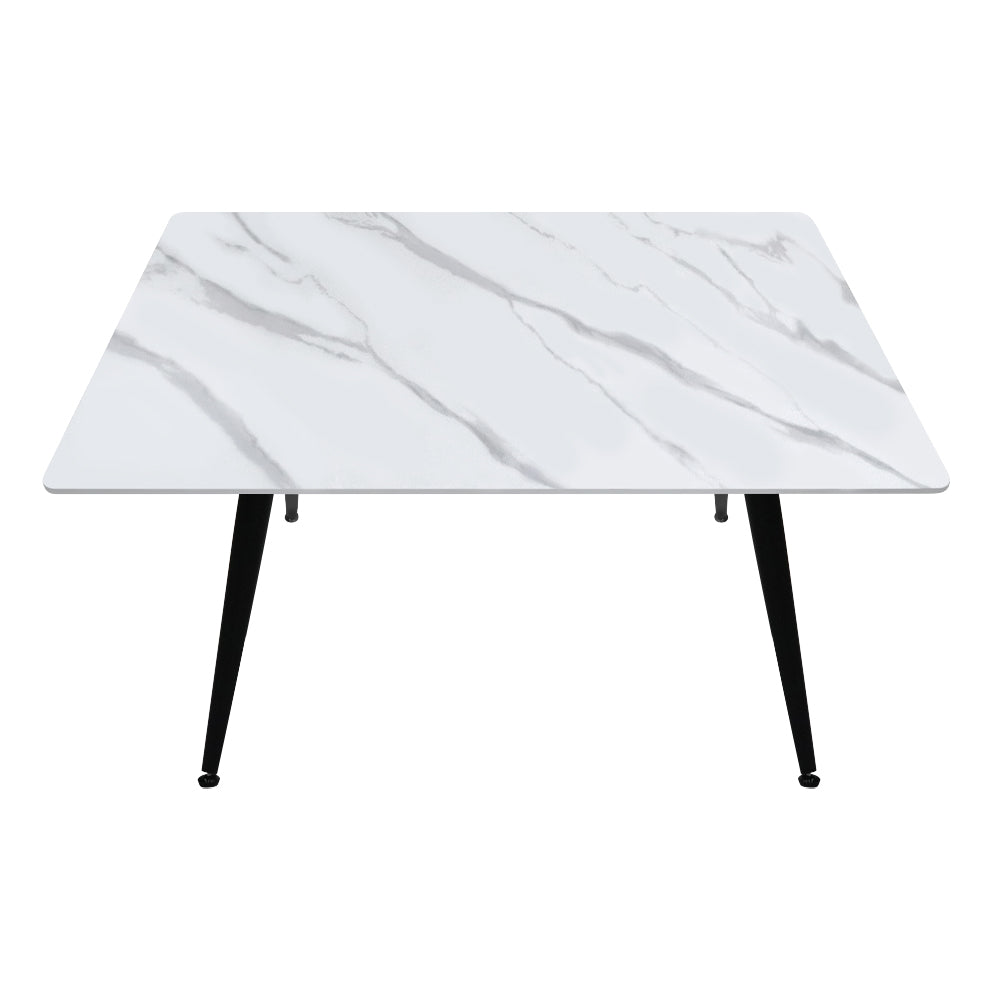 Τραπέζι Enzo Sintered Stone - Μέταλλο Χρώμα Λευκό Εφέ Μαρμάρου - Μαύρο 120x70x77