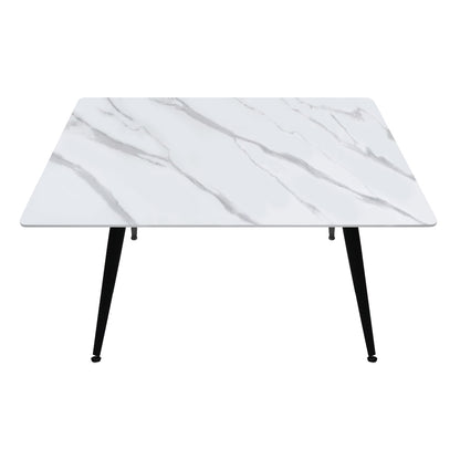 Τραπέζι Enzo Sintered Stone - Μέταλλο Χρώμα Λευκό Εφέ Μαρμάρου - Μαύρο 120x70x77