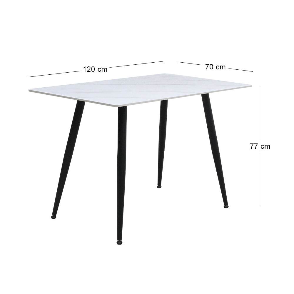 Τραπέζι Enzo Sintered Stone - Μέταλλο Χρώμα Λευκό Εφέ Μαρμάρου - Μαύρο 120x70x77