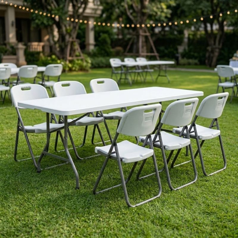 Τραπέζι Catering - Συνεδρίου Capri Πτυσσόμενο - Μονοκόμματη Επιφάνεια Χρώμα Λευκό του Πάγου 198x90x74