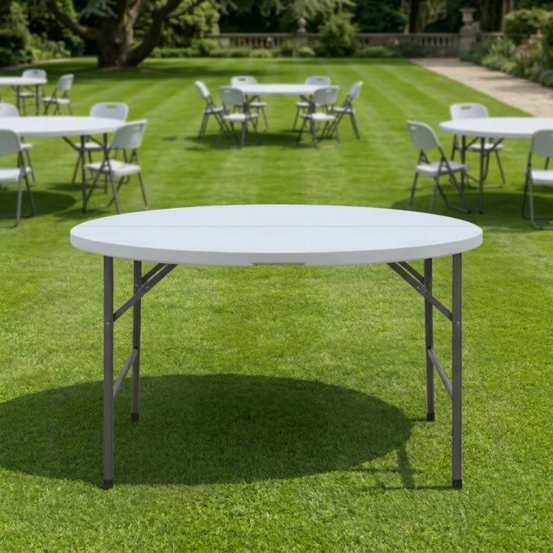 Τραπέζι Catering - Συνεδρίου Capri Πτυσσόμενο – Βαλίτσα Στρογγυλό Χρώμα Λευκό του Πάγου Ø152x74
