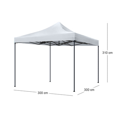 Κιόσκι - Gazebo Bari Πτυσσόμενο Μεταλλικός Σκελετός - Αδιάβροχο Ύφασμα Χρώμα Λευκό 3x3x3,1m
