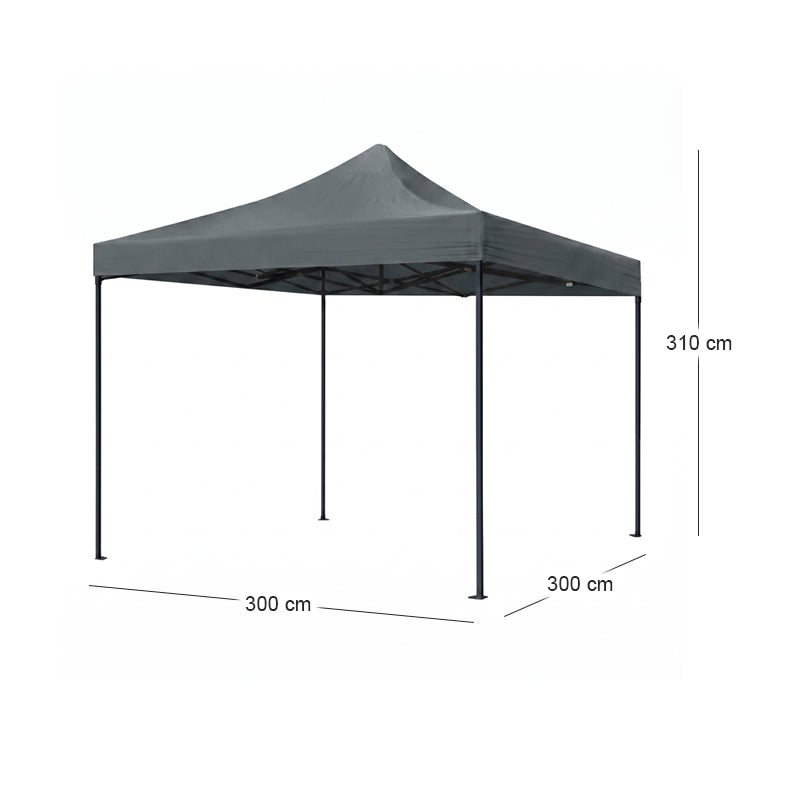 Κιόσκι - Gazebo Bari Πτυσσόμενο Μεταλλικός Σκελετός - Αδιάβροχο Ύφασμα Χρώμα Γκρι 3x3x3,1m