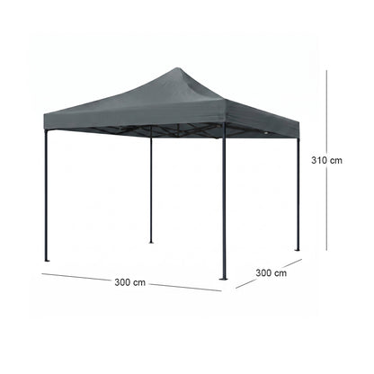 Κιόσκι - Gazebo Bari Πτυσσόμενο Μεταλλικός Σκελετός - Αδιάβροχο Ύφασμα Χρώμα Γκρι 3x3x3,1m