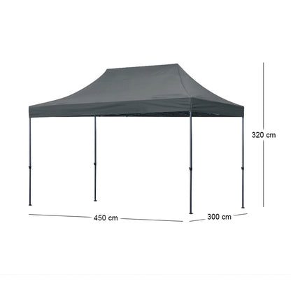 Κιόσκι - Gazebo Bari Πτυσσόμενο Μεταλλικός Σκελετός - Αδιάβροχο Ύφασμα Χρώμα Γκρι 3x4,5x3,2m