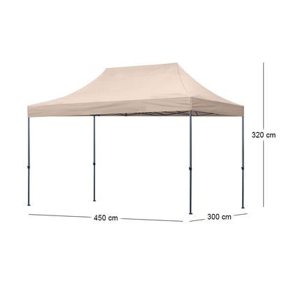 Κιόσκι - Gazebo Bari Πτυσσόμενο Μεταλλικός Σκελετός - Αδιάβροχο Ύφασμα Χρώμα Της Άμμου 3x4,5x3,2m