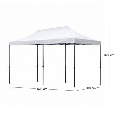 Κιόσκι - Gazebo Bari Πτυσσόμενο Μεταλλικός Σκελετός - Αδιάβροχο Ύφασμα Χρώμα Λευκό 3x6x3,2m