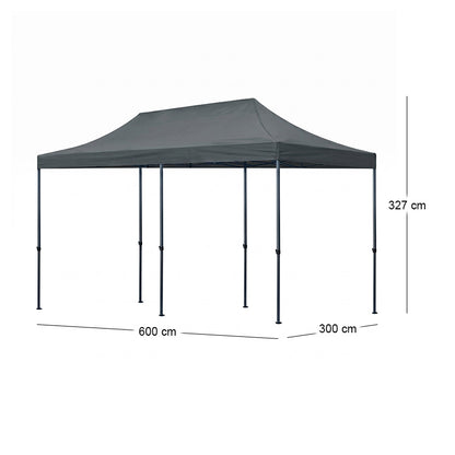 Κιόσκι - Gazebo Bari Πτυσσόμενο Μεταλλικός Σκελετός - Αδιάβροχο Ύφασμα Χρώμα Γκρι 3x6x3,2m