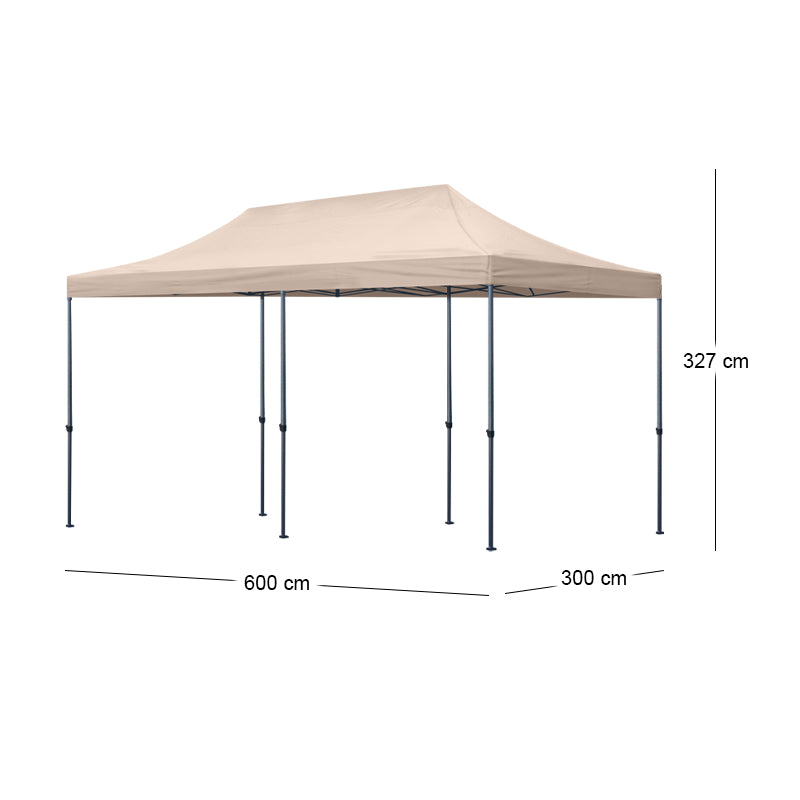 Κιόσκι - Gazebo Bari Πτυσσόμενο Μεταλλικός Σκελετός - Αδιάβροχο Ύφασμα Χρώμα Της Άμμου 3x6x3,2m