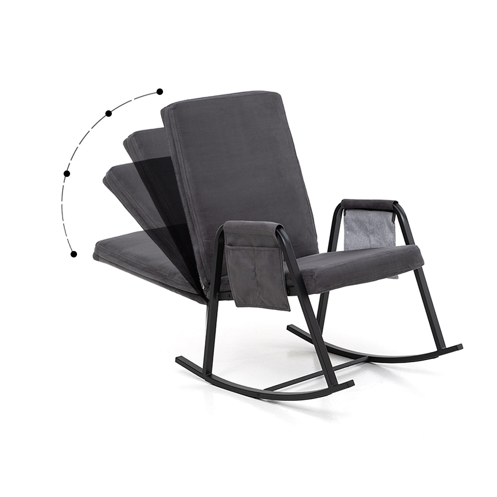 Πολυθρόνα Κουνιστή Oden με Ανάκλιση Υφασμάτινη Χρώμα Γκρι 60x85x110