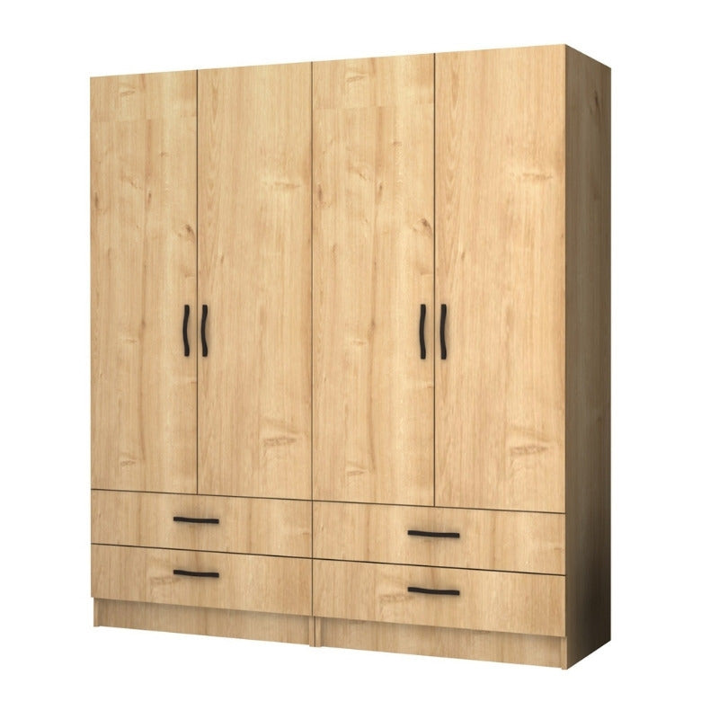 Ντουλάπα Ρούχων Ricardo Τετράφυλλη Χρώμα Φυσικό Οξιάς 160x51,8x181