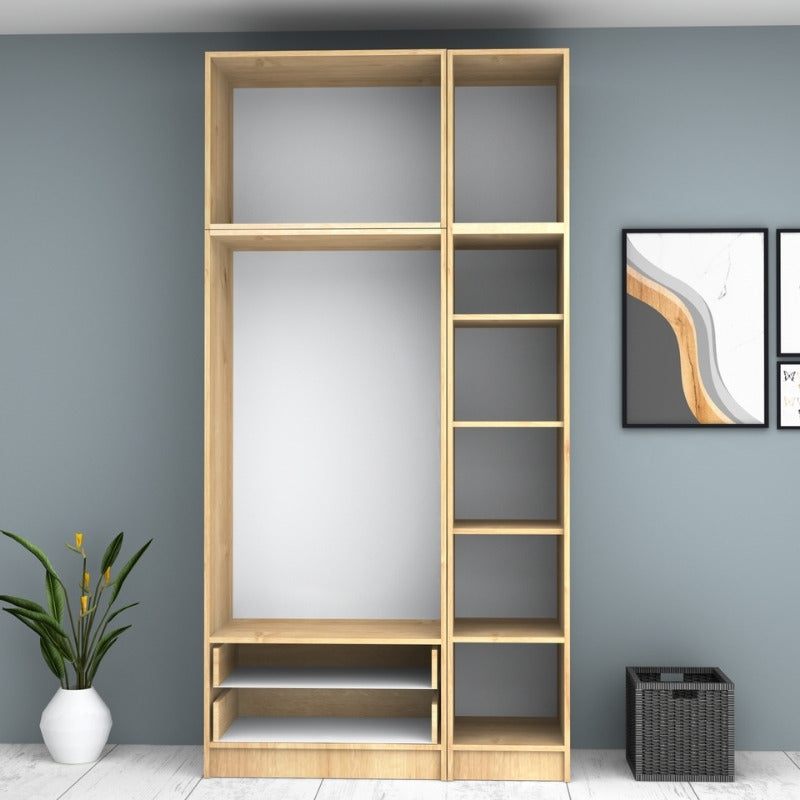 Ντουλάπα Ρούχων Ricardo Τρίφυλλη με Πατάρι Χρώμα Φυσικό Οξιάς 120x51,8x240