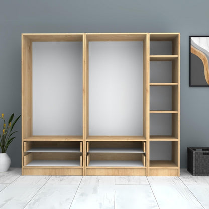 Ντουλάπα Ρούχων Ricardo Πεντάφυλλη Χρώμα Φυσικό Οξιάς 200x51,8x181