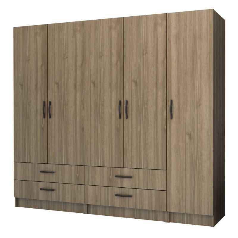 Ντουλάπα Ρούχων Ricardo Πεντάφυλλη Χρώμα Καρυδί 200x51,8x181