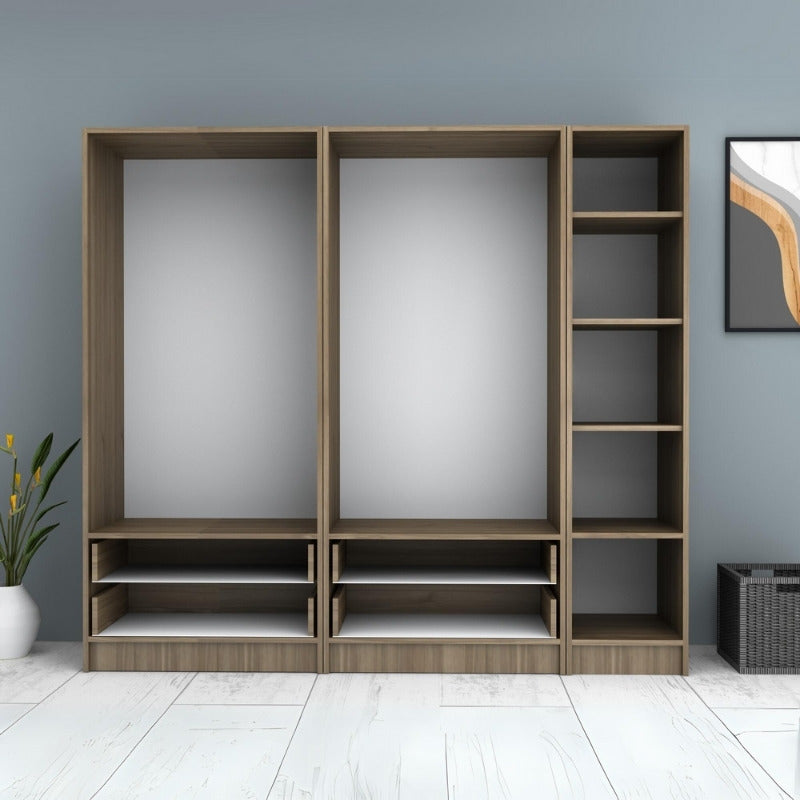 Ντουλάπα Ρούχων Ricardo Πεντάφυλλη Χρώμα Καρυδί 200x51,8x181