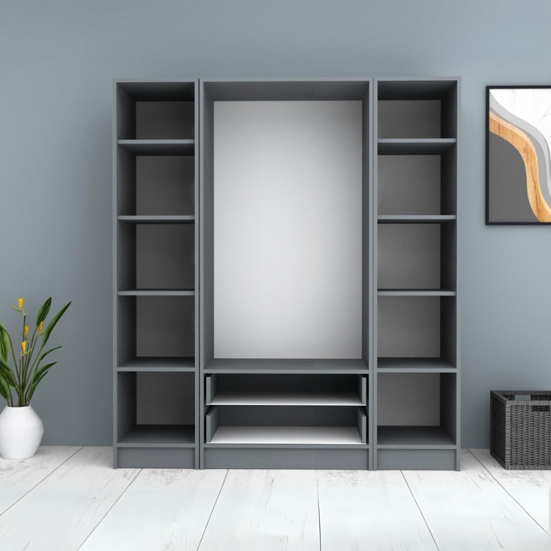 Ντουλάπα Ρούχων Ricardo Τετράφυλλη Χρώμα Ανθρακί 160x51,8x181