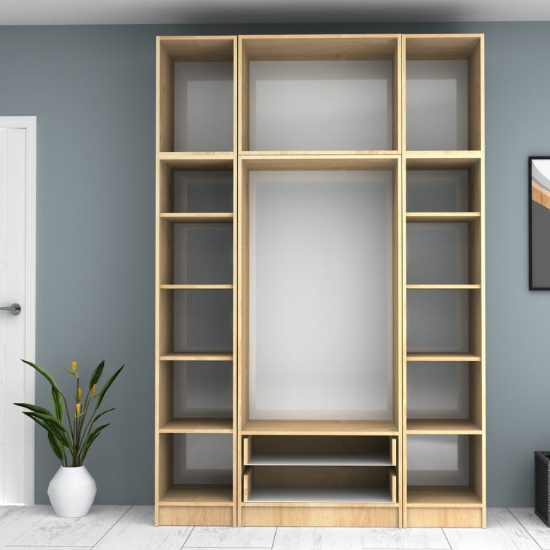 Ντουλάπα Ρούχων Ricardo Τετράφυλλη με Πατάρι Χρώμα Φυσικό Οξιάς 160x51,8x240