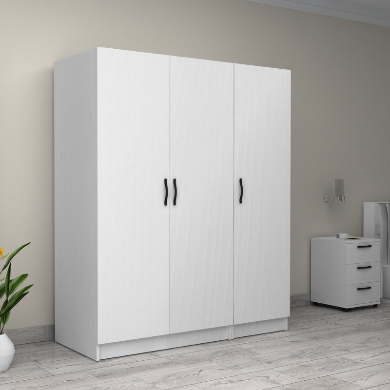 Ντουλάπα Ρούχων Victoria Τρίφυλλη Χρώμα Λευκό 150x60x181