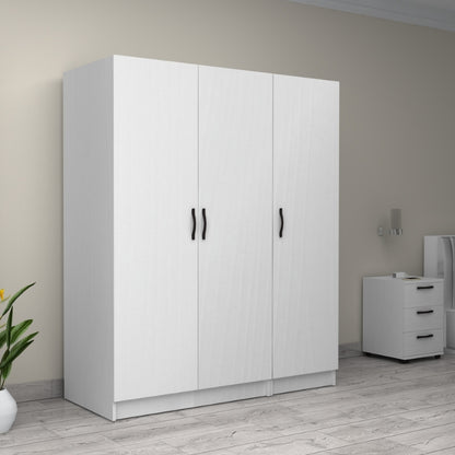 Ντουλάπα Ρούχων Victoria Τρίφυλλη Χρώμα Λευκό 150x60x181