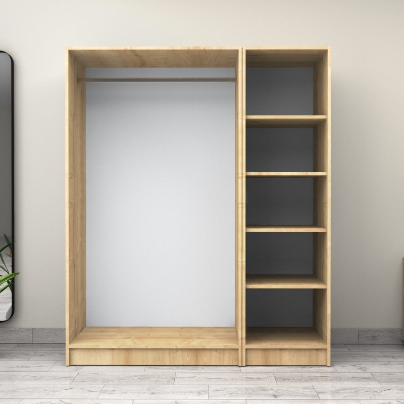 Ντουλάπα Ρούχων Victoria Τρίφυλλη Χρώμα Φυσικό Οξιάς 150x60x181