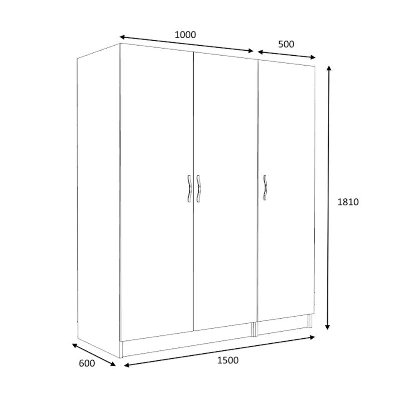 Ντουλάπα Ρούχων Victoria Τρίφυλλη Χρώμα Καρυδί 150x60x181